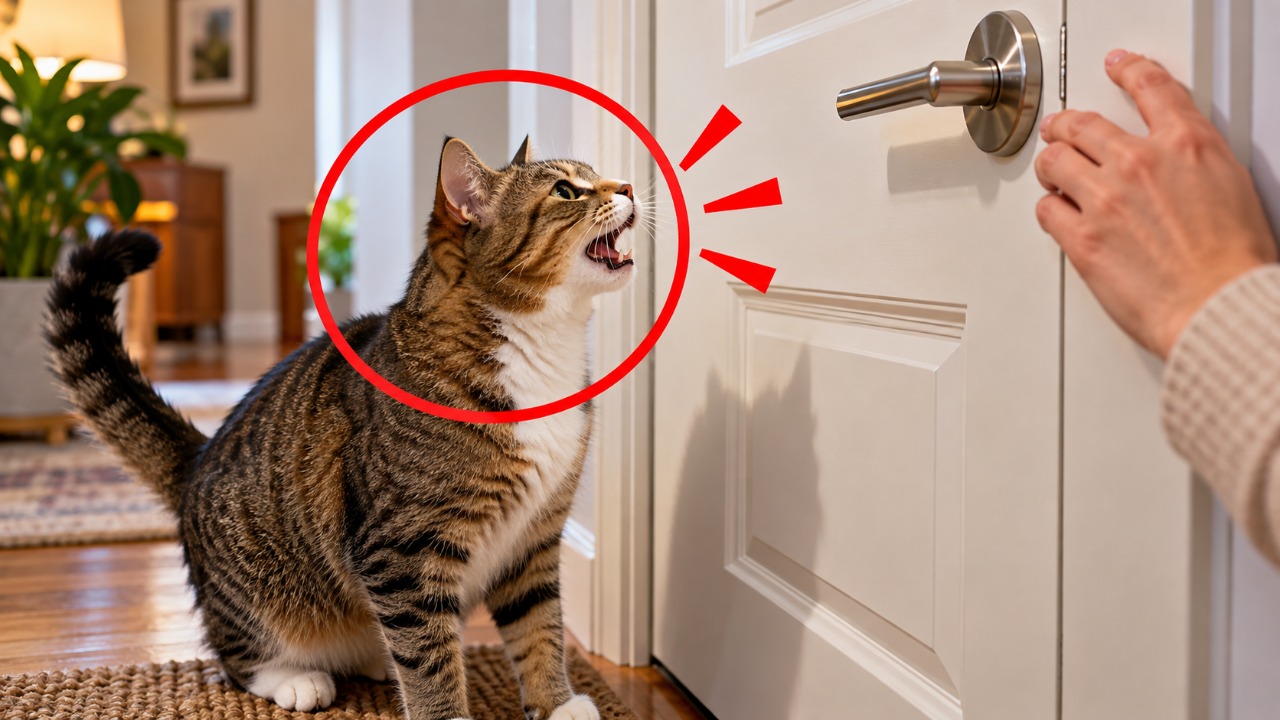 Veterinários explicam: o gato que mia diante da porta fechada não quer sair, está testando se ainda controla o território, e há três respostas que pioram o comportamento