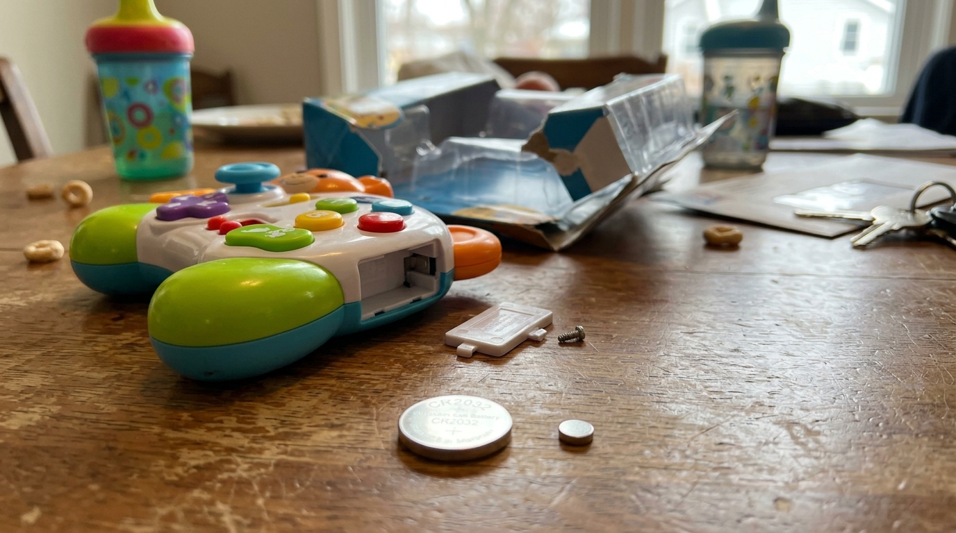 Pediatra que atende há 20 anos repete o mesmo alerta: brinquedo com bateria de botão e ímã pequeno é o presente que mais leva criança ao pronto-socorro