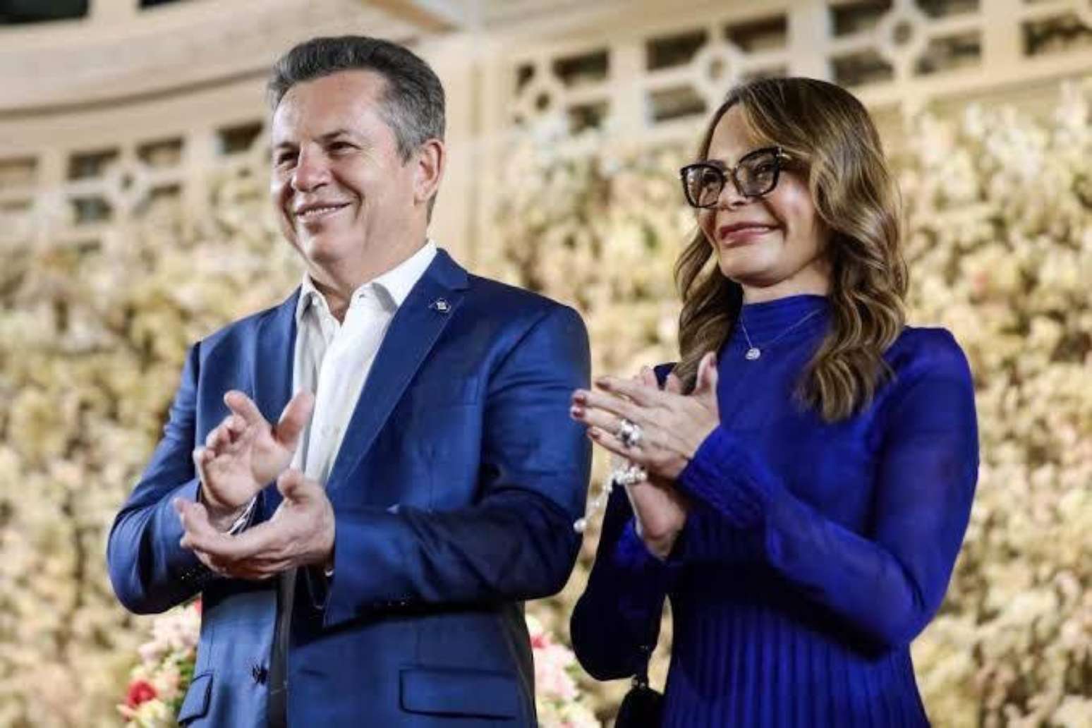 Mauro Mendes (União), eleito senador, e Virginia Mendes (União), eleita deputada federal pelo Mato Grosso