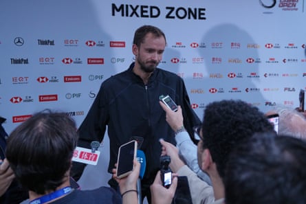 Daniil Medvedev speaks to the media