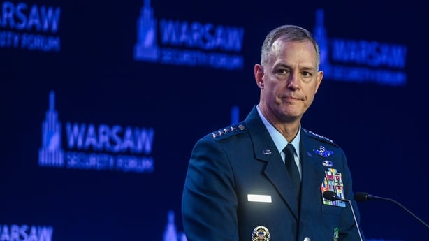 WARSAW, POLAND - OCTOBER 12: NATO Supreme Allied Commander Europe General Alexus G. Grynkewich delivers a speech ahead of a panel discussion at the Warsaw Security Forum on October 12, 2026 in Warsaw, Poland. The two-day forum brings together European political leaders and defense officials to discu